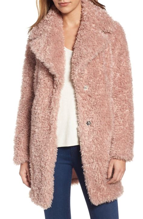 kensie teddy bear notch collar reversible faux fur coat online only fur coat nordstrom