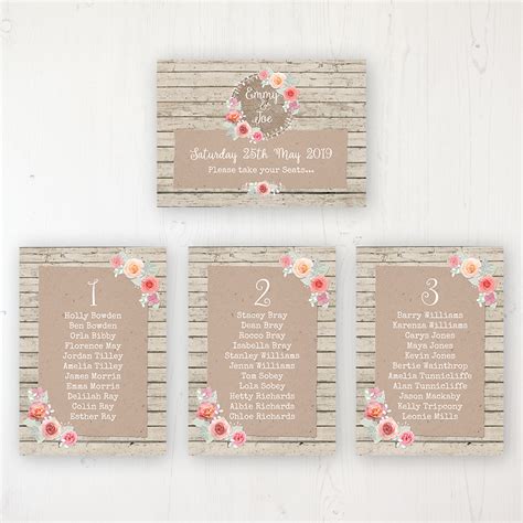 The cards can either come folded or flat. Flower Crown Wedding Table Plan Cards - Sarah Wants Stationery