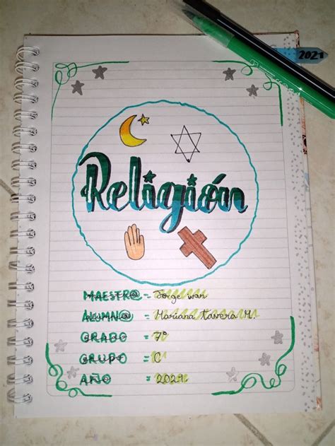 Portada Para Religión En 2021 Portadas De Cuadernos Portadas