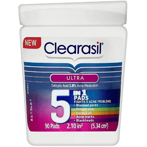 Clearasil Ultra 5 In 1 Acne Medication Pads 90 Ea Pack Of 3 Walmart