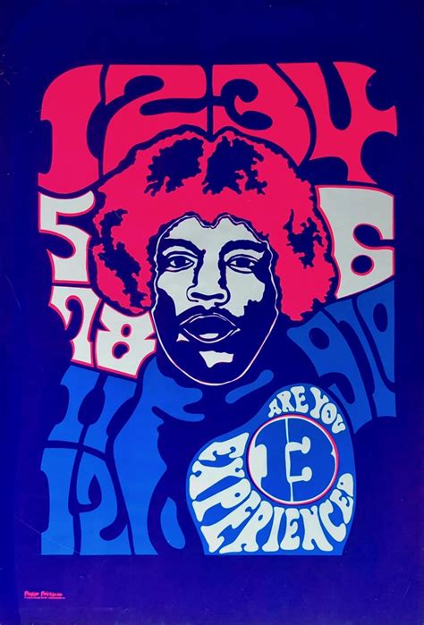 For Auction Jimi Hendrix Blacklight Poster Are You Experienced 1969