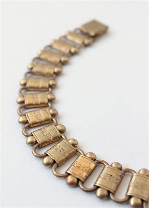 Vintage 1940s Brass Book Chain Bracelet Raleigh Vintage