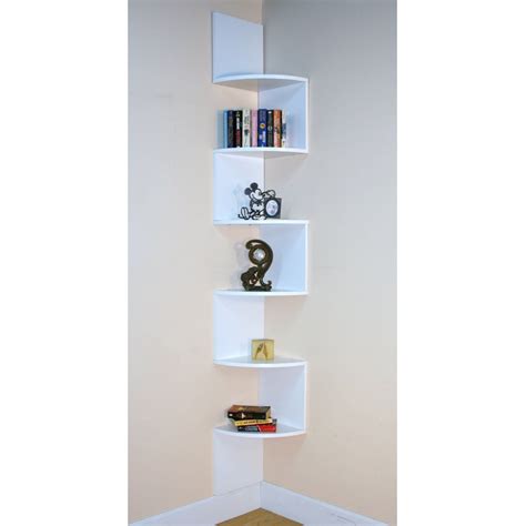 Premier 6 Shelf Corner Bookcase White White Corner Bookcase Corner