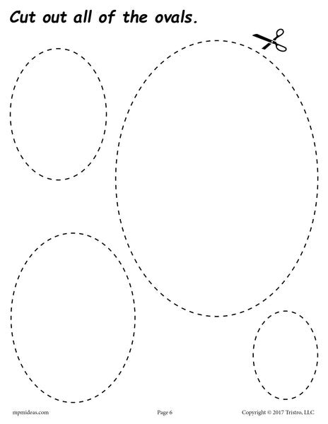 Ovals Cutting Worksheet Ovals Tracing And Coloring Page Supplyme