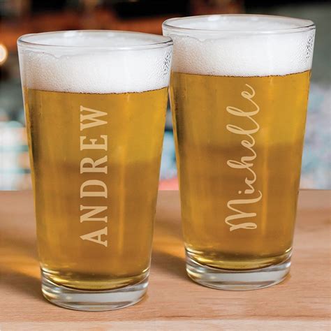 Engraved Vertical Name Pint Glass Tsforyounow