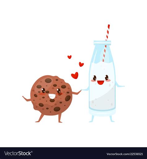 Cookie And Milk Are Friends Forever Cute Funny Vector Image