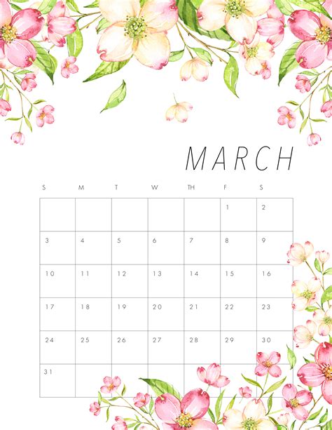 Free Printable 2019 Floral Calendar The Cottage Market