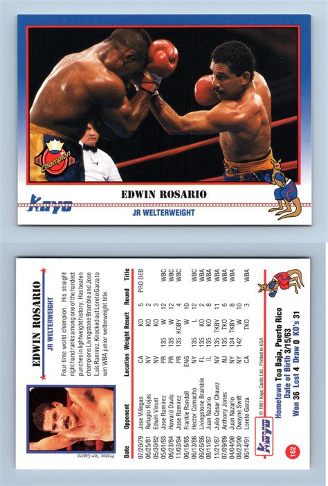 Edwin Rosario 162 Kayo Boxing 1991 Trading Card