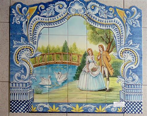 In addition to a regular kitchen backsplash, you can use them in oven hoods, over bartop areas, and so on. Portuguese Hand Painted Ceramic Tile Mural Kitchen Backsplash ROMANTIC SCENE - Floor & Wall Tiles