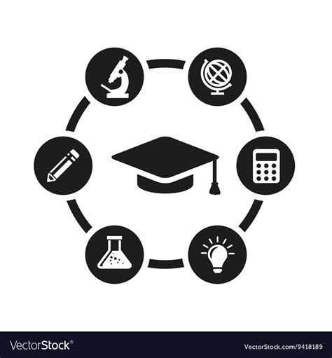 Black Education Icon Set Royalty Free Vector Image