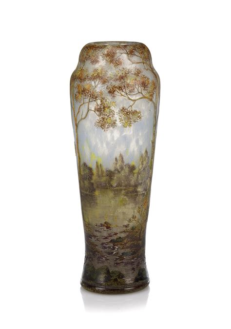 A Daum Nancy Enameled Cameo Glass Vase Circa 1900 Lorraine France Art Nouveau Paste Jewelry