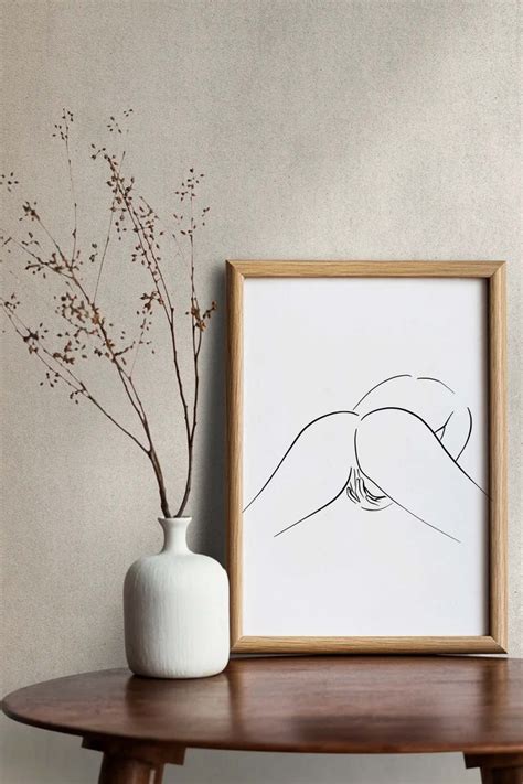 Erotic Nudity Fine Art Nude Print Woman Butt Drawing Nude Line