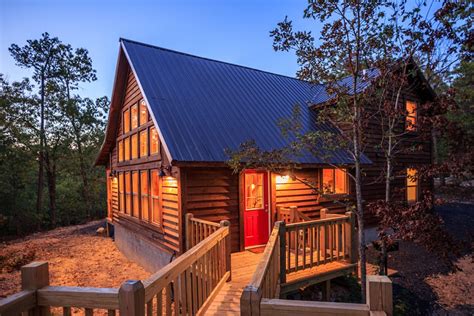 Exterior Twilight 5 Hideaway At Clear Sky Ridge Cabin Rentals Near Wolf