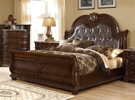 Cinnamon Finish Tufted Linen Upholstery Queen Sleigh Bed Cotswold 545 Br Liberty Furniture