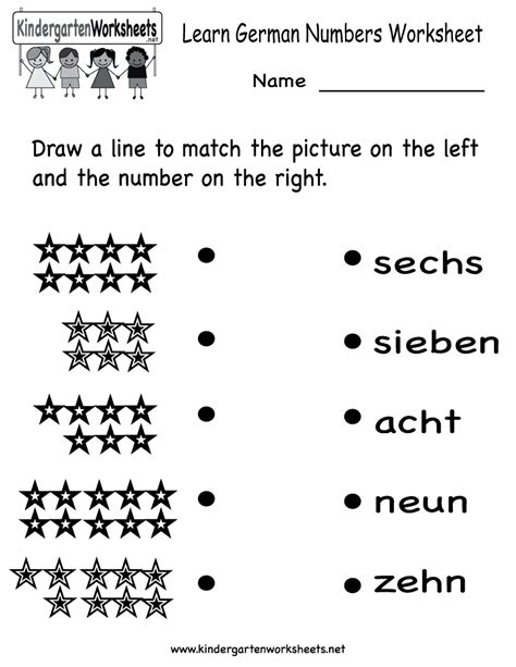 Learn German Numbers Worksheet Free Kindergarten Learning Worksheet