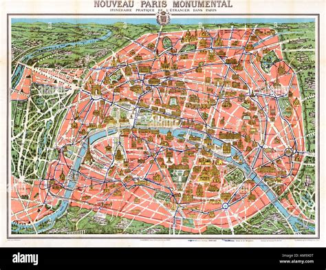 Nouveau Monumentale Di Parigi 1905 3d Illustrata La Mappa Turistica Dei