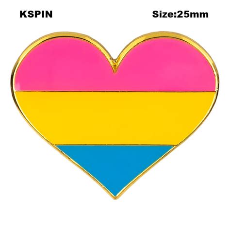 Pansexual Pride Heart Shaped Flag Lapel Pin Badge Pin Brooch Icons