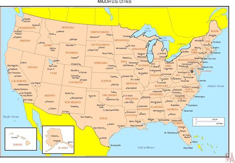 United States Political Map Major Cities Whatsanswer