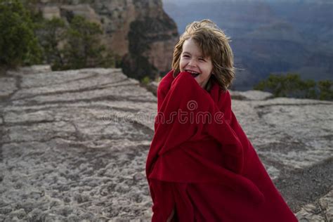 Child Boy On Mountain Landscape Canyon National Park United States