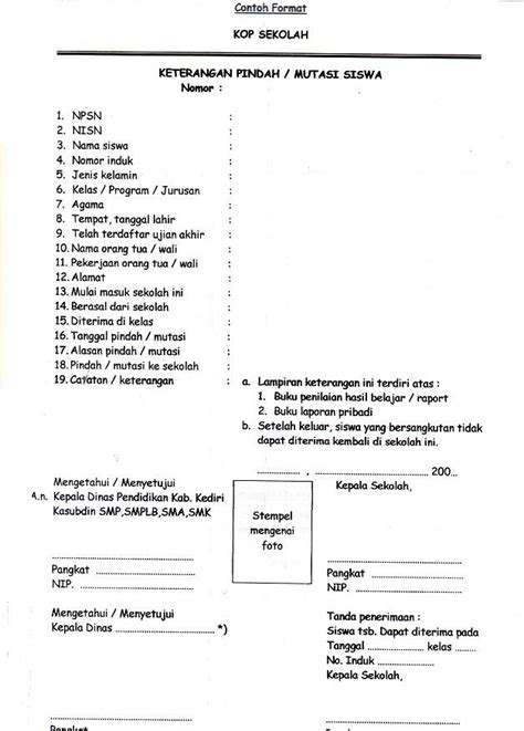 Contoh Format Formulir Mutasi Siswa Contoh Format Sk Mutasi Kumpulan