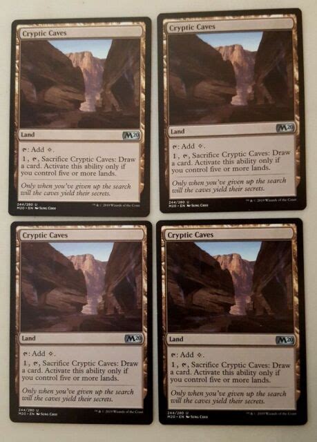 4x Cryptic Caves M20 Core Set 2020 Mtg Magic The Gathering Playset Nm