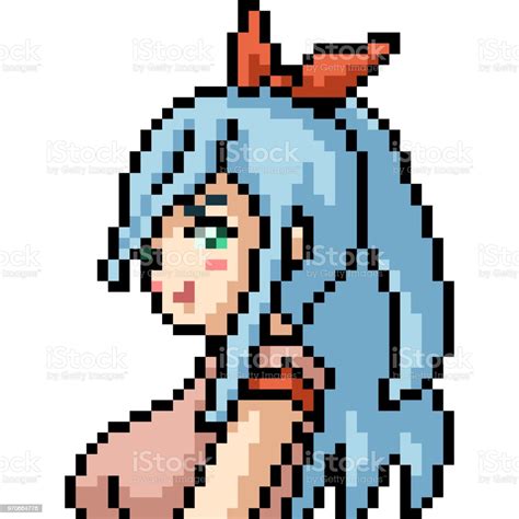 Vector Pixel Art Anime Girl Isolated Cartoon Stock Illustration