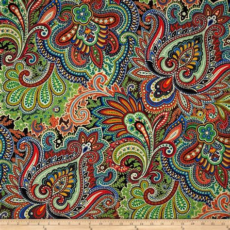 Vivaceous Gem Colored Paisley Floral Fabric Design Paisley Art Rock