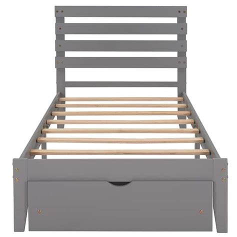 urtr 75 in w gray twin bed frame with drawers twin size bed with storage wood platform bed