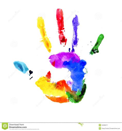 Handprint In Vibrant Colors Of The Rainbow Stock Vector Illustration