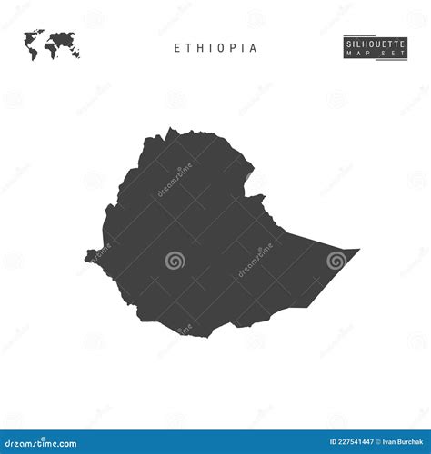 Ethiopia Vector Map Isolated On White Background High Detailed Black