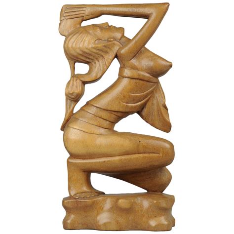 Mid 20th Century Art Deco Balinese Indonesia Wood Carved Women Lady Statue Bali At 1stdibs
