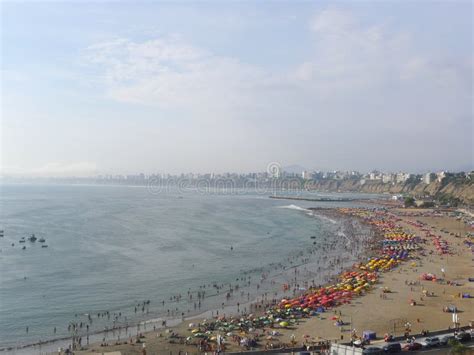 Vista Panorámica De La Bahía De Lima De Chorrillos Imagen De Archivo