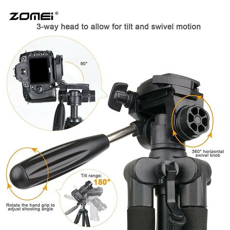 Zomei Q111 Light Weight Tripod Stand Kit 4 Section 3 Way Pan Head For