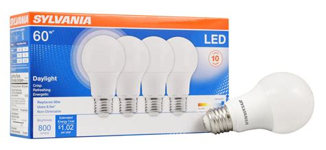 Sylvania Led Light Bulb 60w Equivalent A19 Daylight 5000k 4 Pack