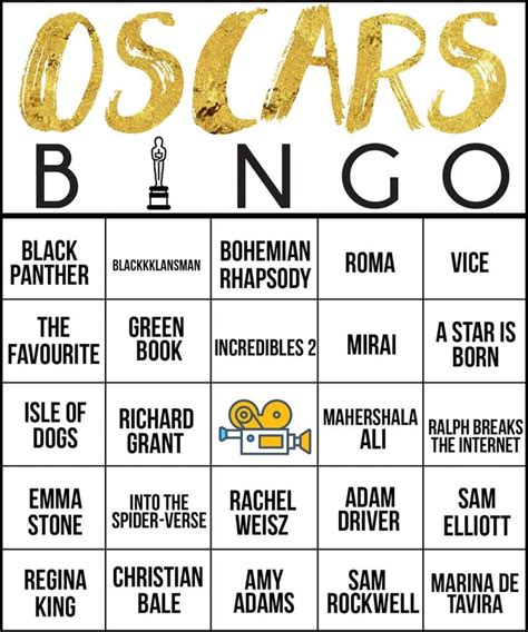 Free Printable Oscars Bingo Game Bingo Cards Party Planning Bingo