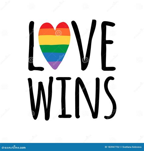 Vector Love Win Lgbt Pride With Rainbow Flag Heart Stock Illustration Illustration Of Gender