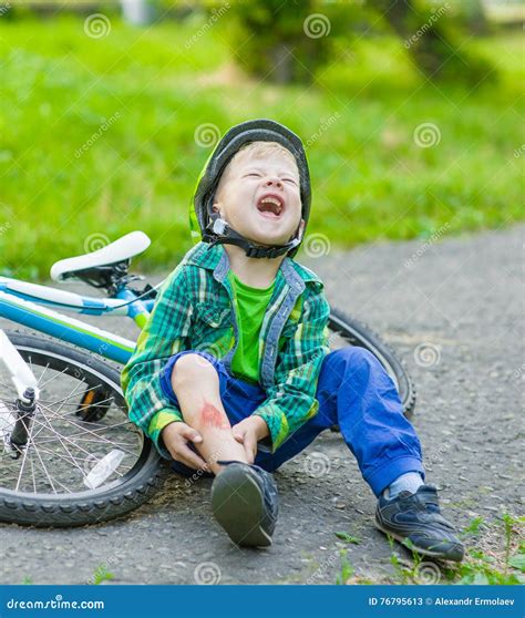 Boy Fell From The Bike In A Park Stock Image Image Of Lifestyle Park
