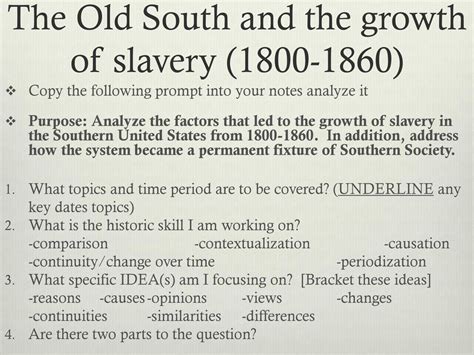 The Old South And The Growth Of Slavery Ppt Download