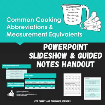 Common Cooking Abbreviations Measurement Equivalents Slideshow Notes