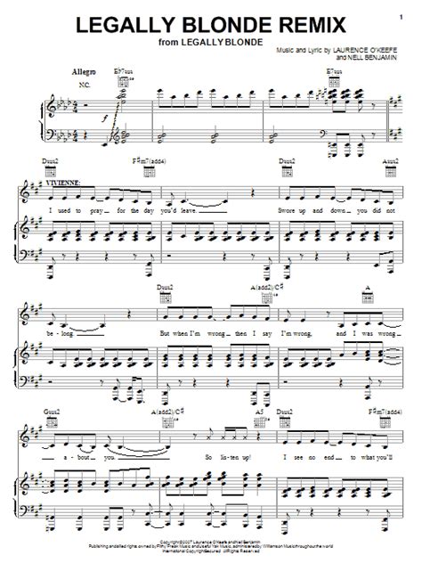 Legally Blonde The Musical Legally Blonde Remix Sheet Music Notes Download Printable Pdf