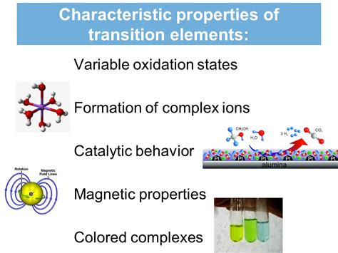 When you work out the electronic structures of the transition metals and their compounds function as catalysts either because of their ability to change oxidation state or, in the case of the metals, to. General properties of the first transition elements in the ...