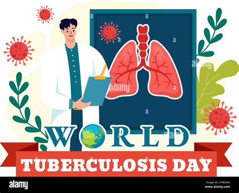 World Tuberculosis Day Vector Illustration On March 24 With Lungs And