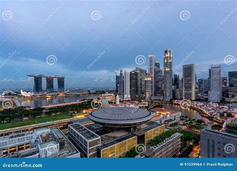 Panorama Dellorizzonte Del Distretto Aziendale Di Singapore E Di