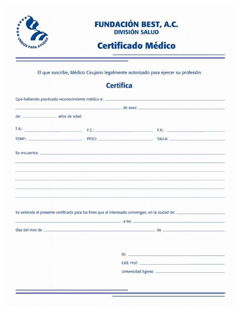 Certificado Medico Para Llenar Mide