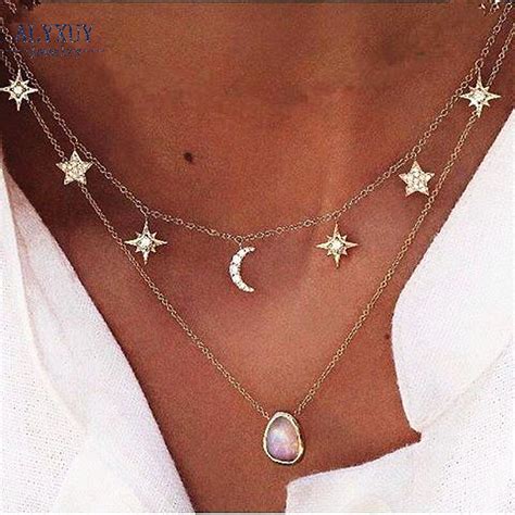 New Fashion Trendy Jewelry Moon Star Choker Necklace T For Women