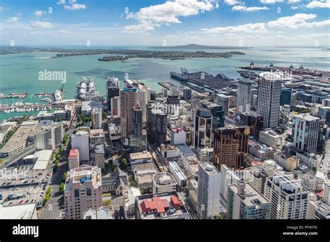 View Of The City Harbour And Devonport From Sky Tower Auckland City