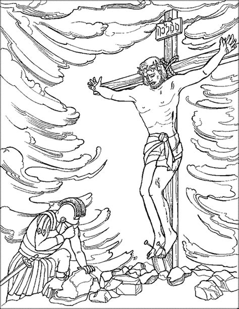Jesus On The Cross Coloring Page For Kids