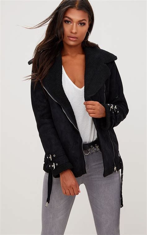 Black Faux Suede Aviator Jacket Shop The Range Of Coats And Jackets