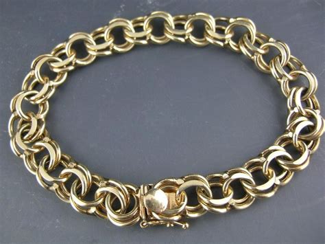 Heavy Vintage 14k Gold 8 Charm Bracelet Classic Style 276 Grams