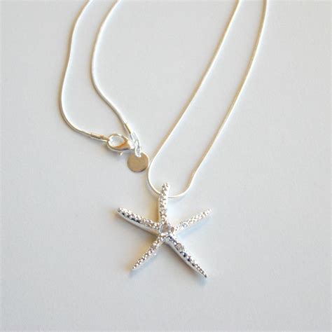 Silver 925 Starfish With Crystals Pendant Necklace By Millingtonsts